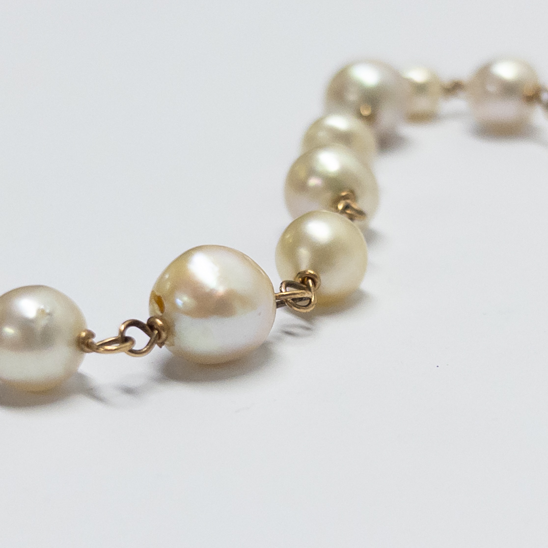 14K Gold and Pearl Heart Charm Bracelet