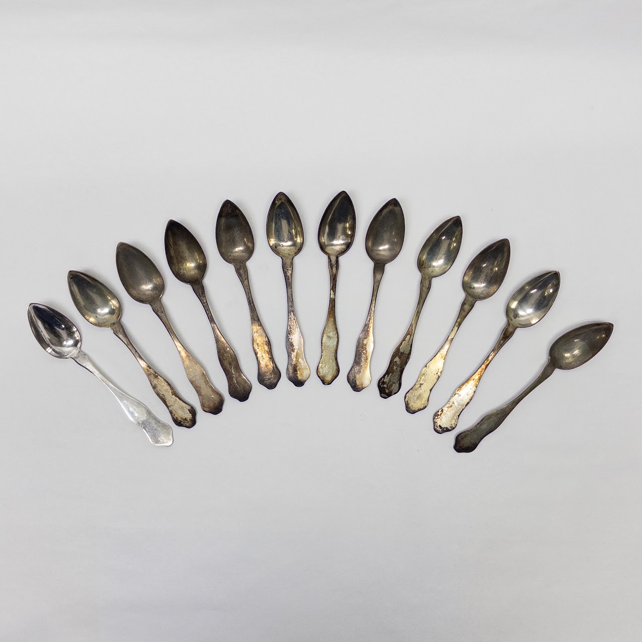 Twelve 800 Silver Pointed Merklein Spoons