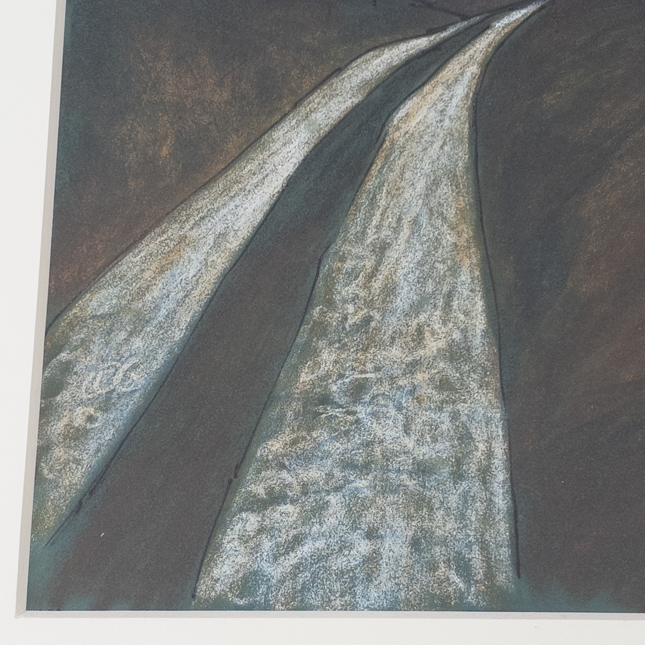 Aicher Signed Oil Pastel Drawing