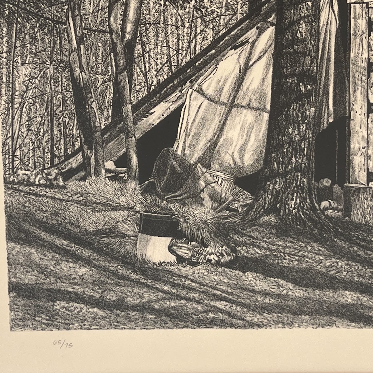 Martin Levine 'The Brookwood Cabin' Signed Lithograph, 1977