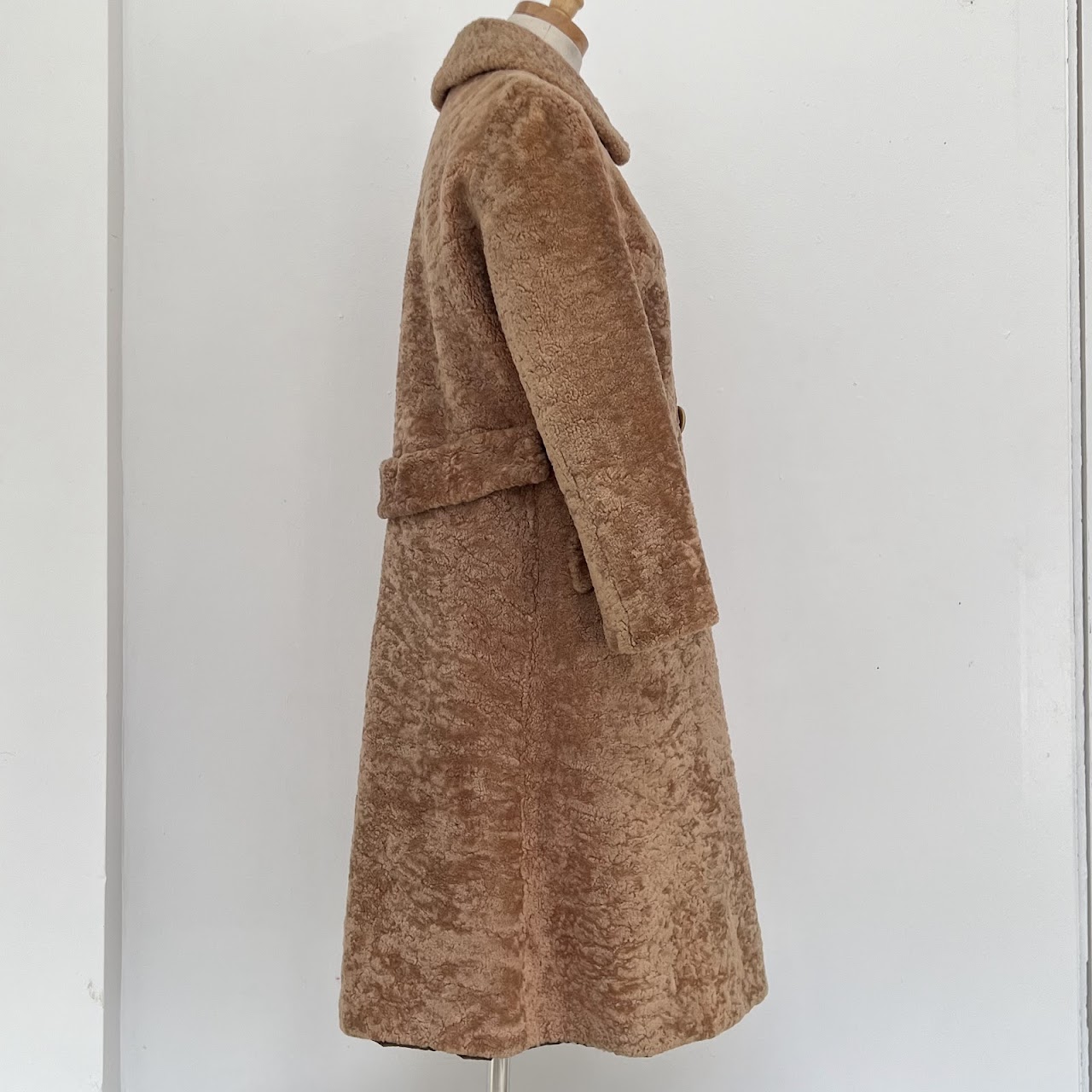 1950s-60s Curly Shearling Long Coat