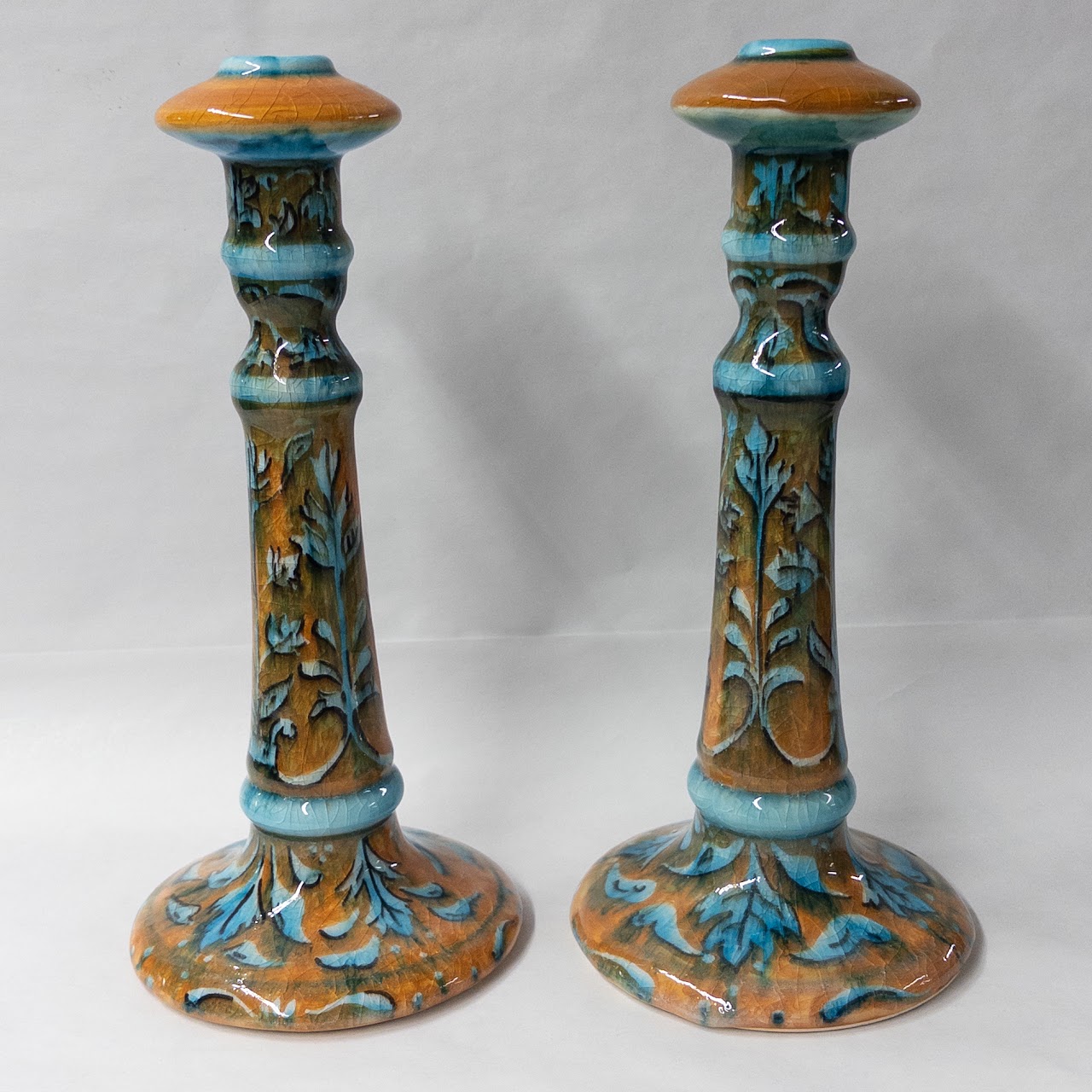 Pair of Italian Ceramic Candlesticks