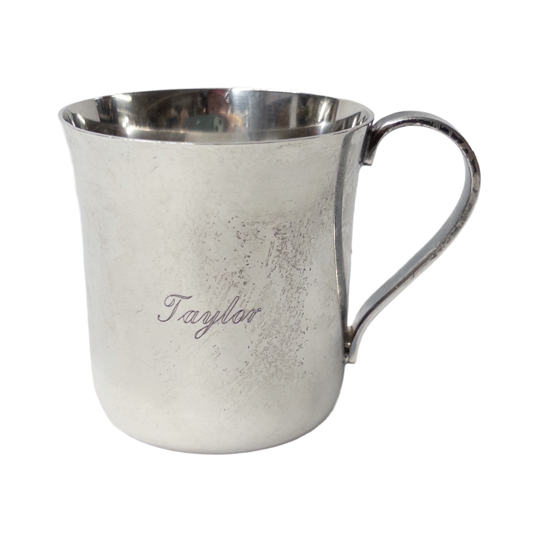 Sterling Silver Baby Cup with Teddy Bear