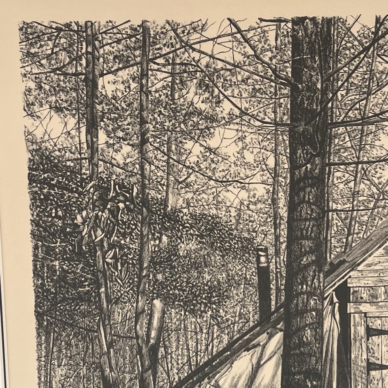 Martin Levine 'The Brookwood Cabin' Signed Lithograph, 1977