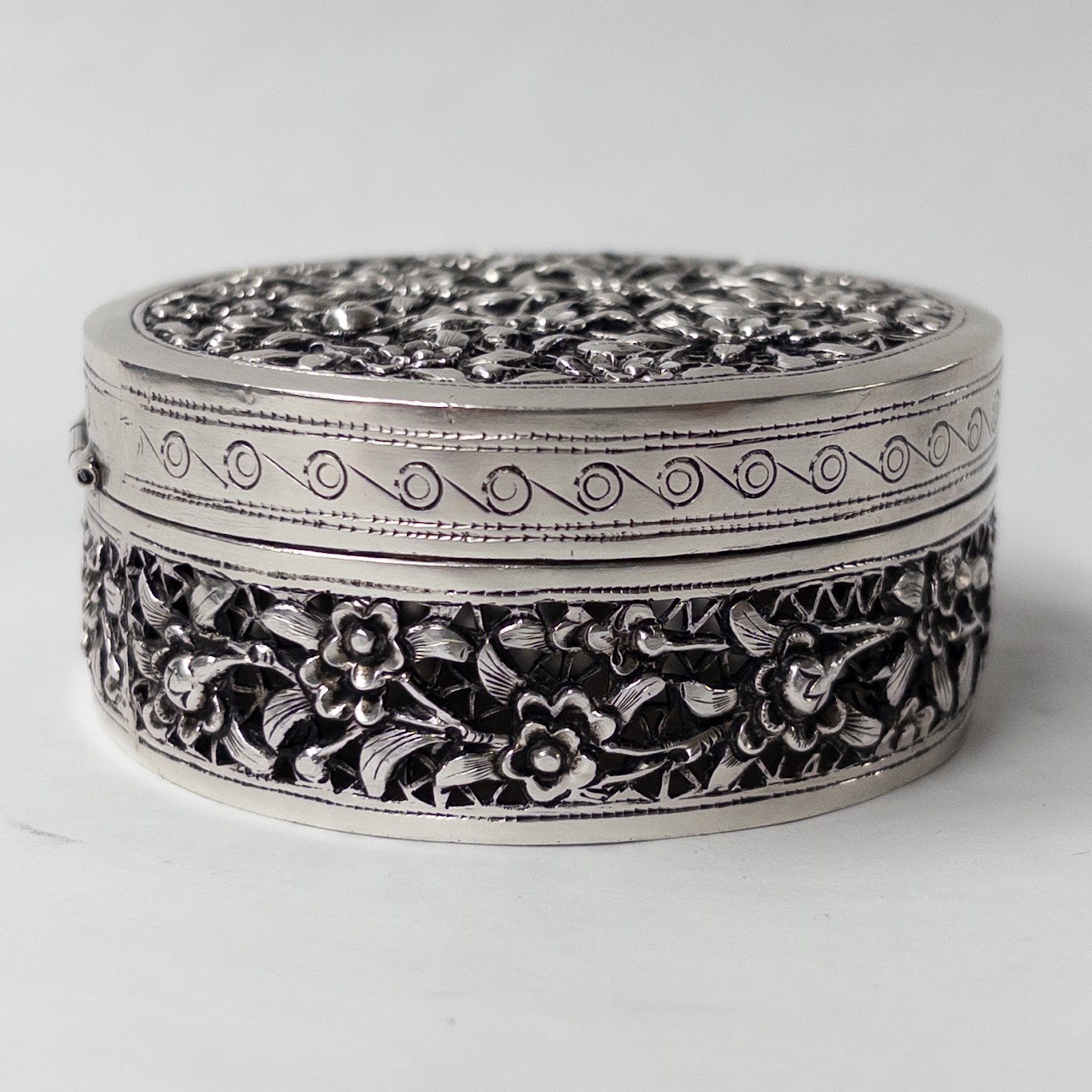 Sterling Silver AK Pierced and Repoussé Box