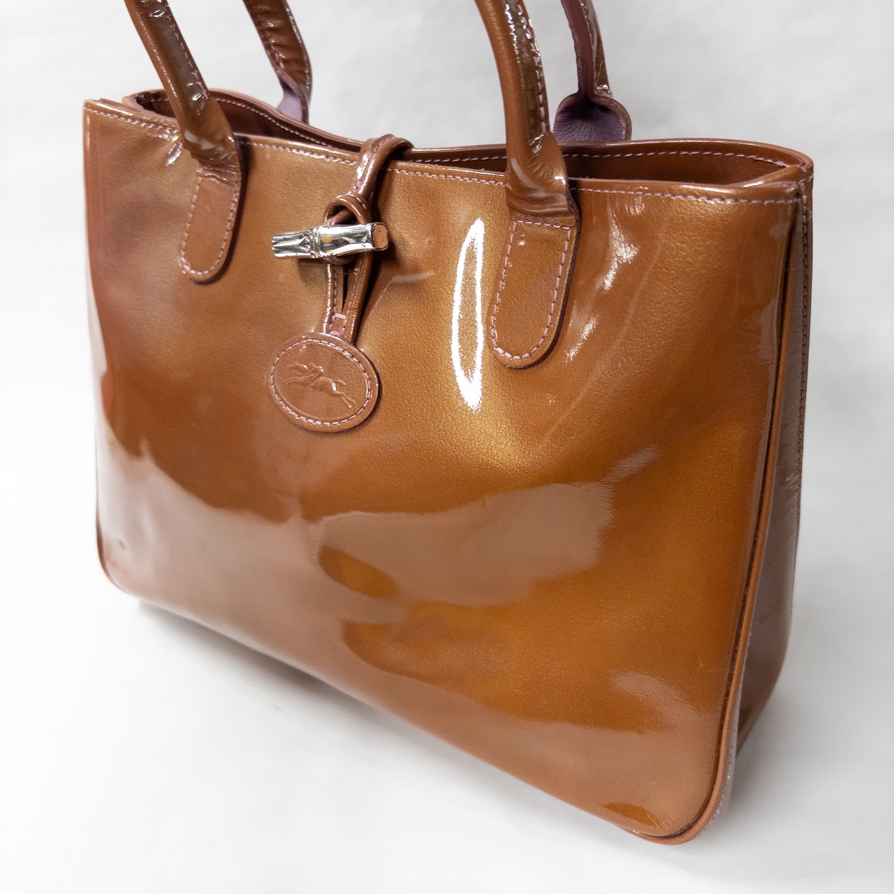 Longchamp Patent Leather Small Expandable Tote