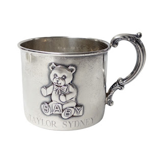 Sterling Silver Baby Cup with Teddy Bear