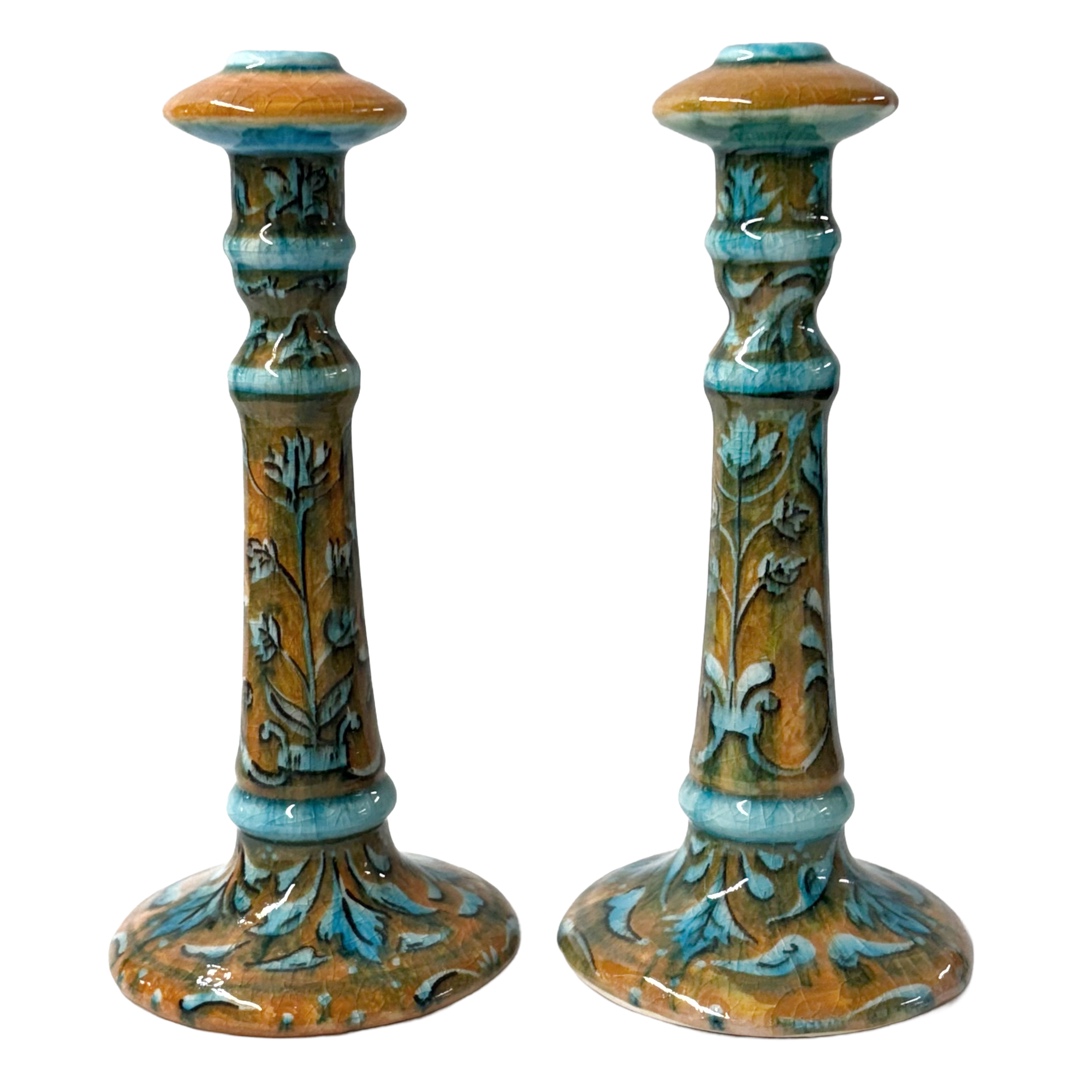 Pair of Italian Ceramic Candlesticks