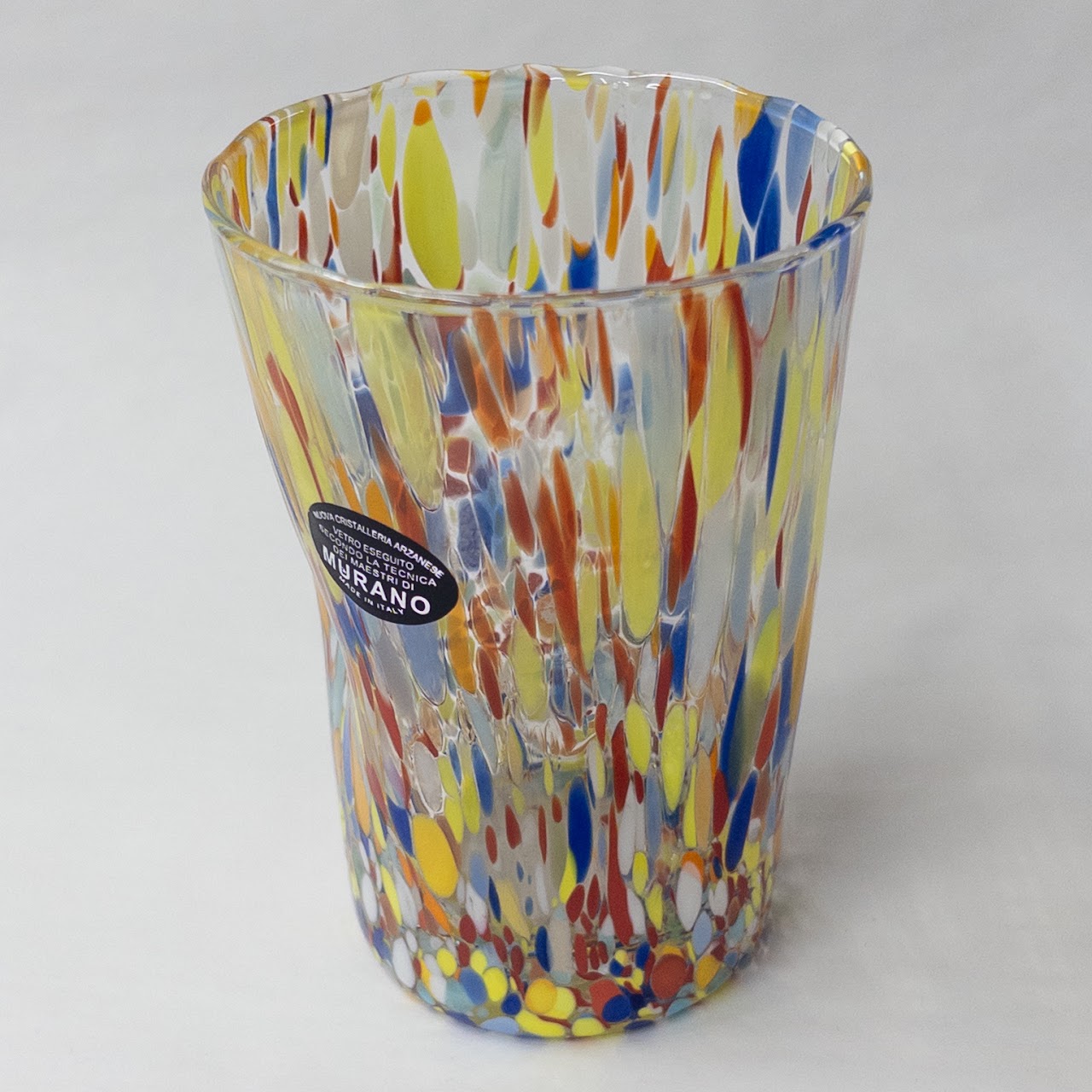 Murano Style Confetti Glass Cup Pair