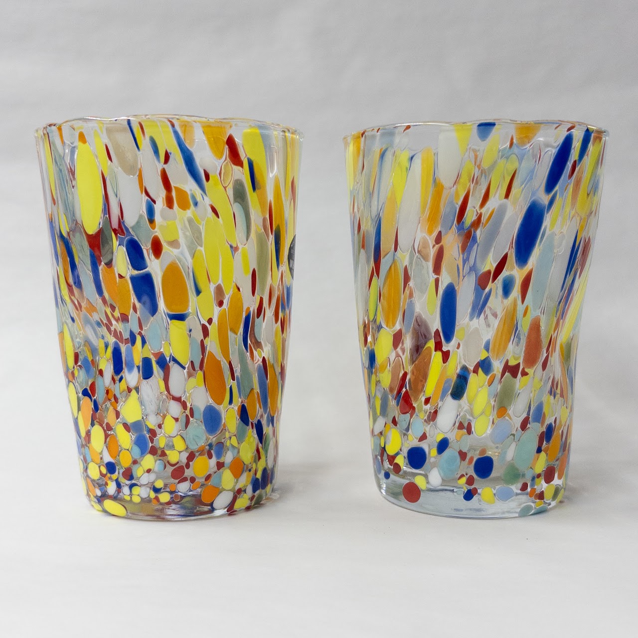 Murano Style Confetti Glass Cup Pair