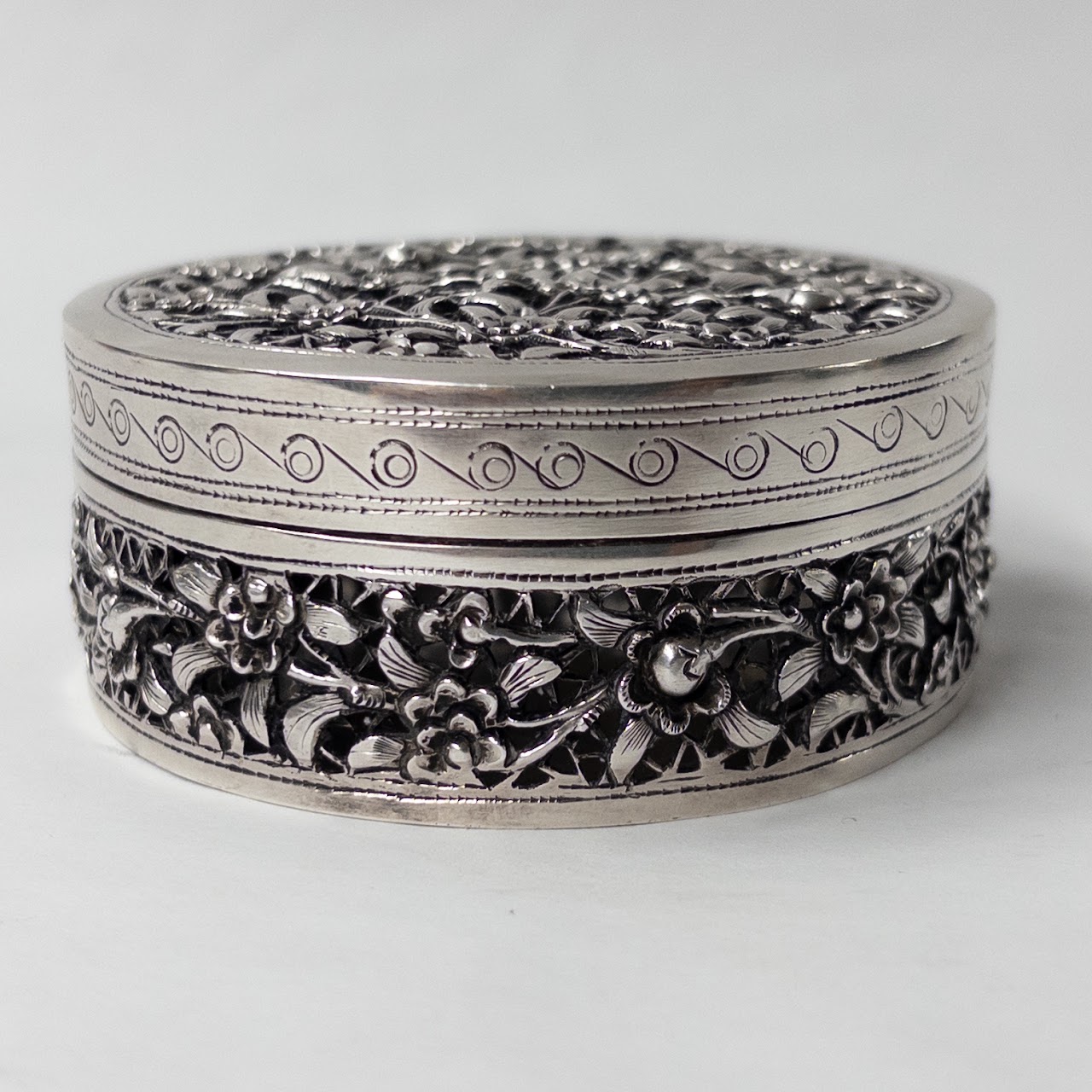 Sterling Silver AK Pierced and Repoussé Box