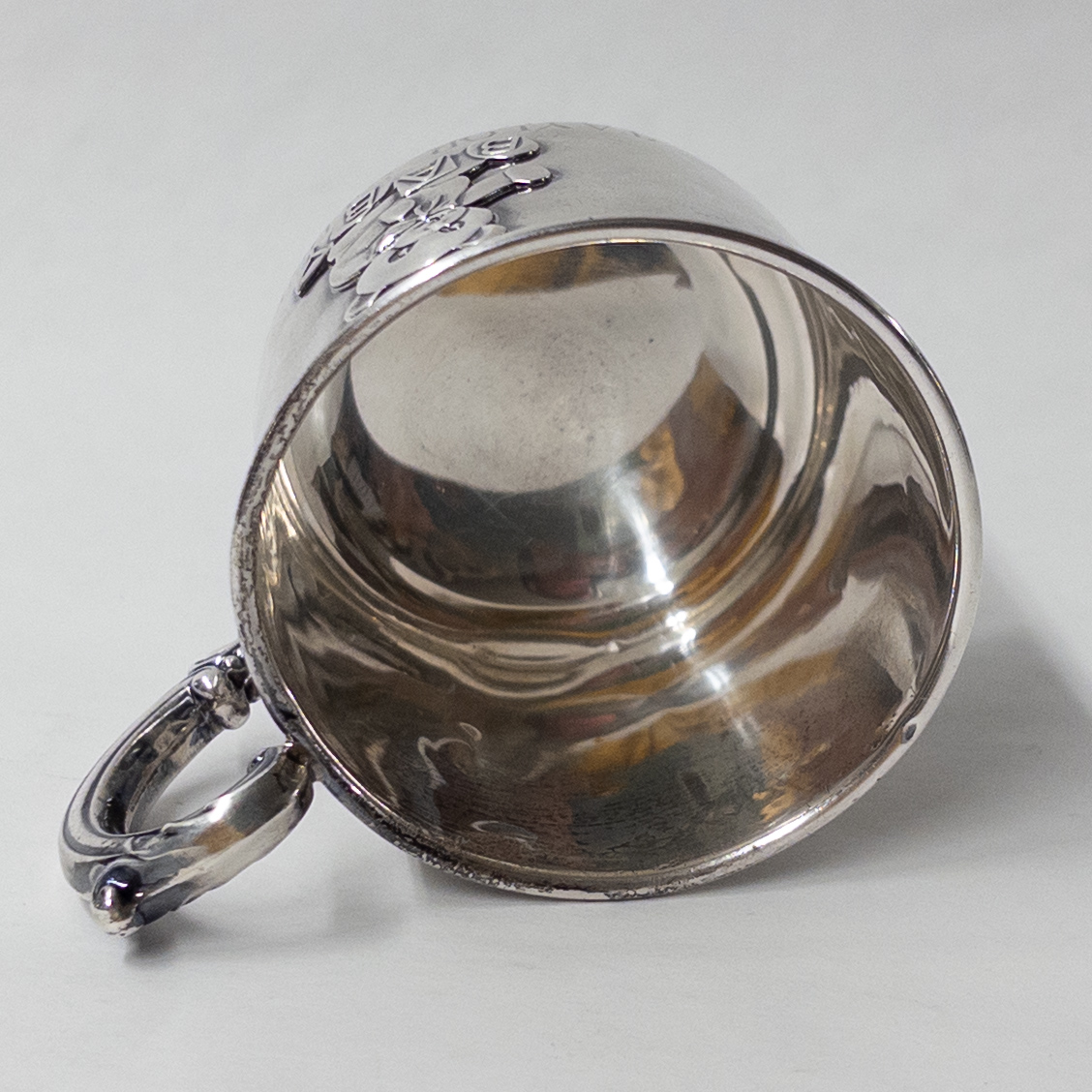 Sterling Silver Baby Cup with Teddy Bear