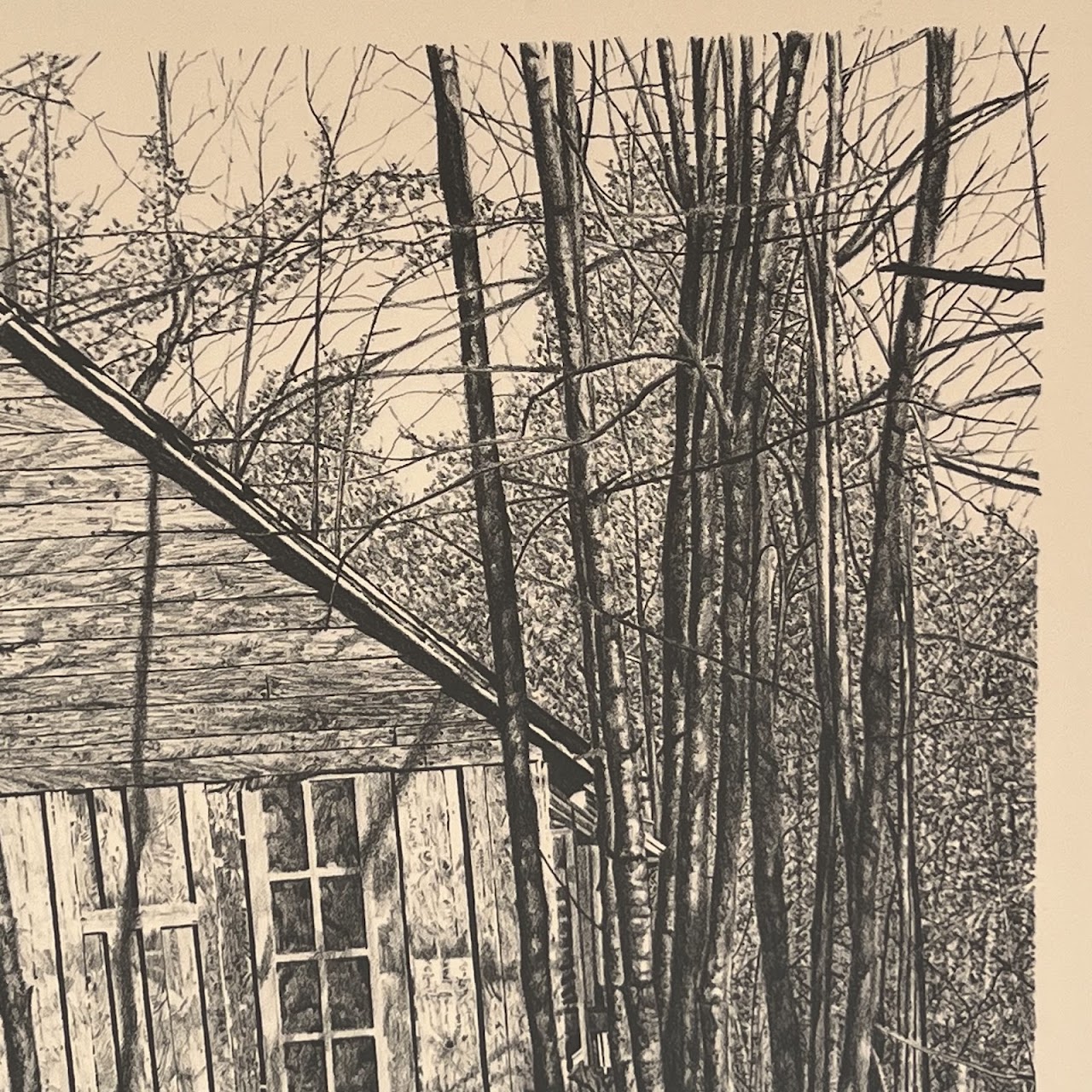 Martin Levine 'The Brookwood Cabin' Signed Lithograph, 1977