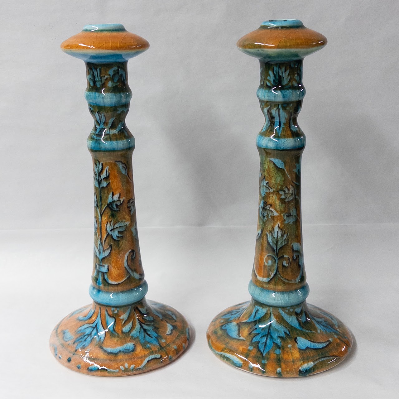 Pair of Italian Ceramic Candlesticks