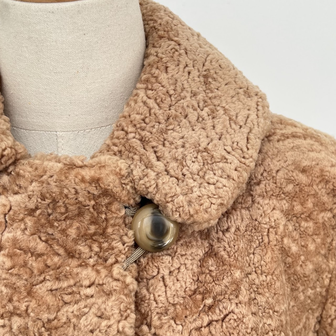 1950s-60s Curly Shearling Long Coat