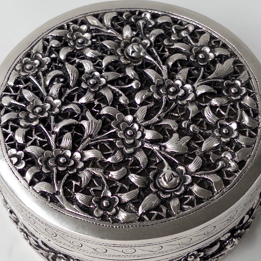 Sterling Silver AK Pierced and Repoussé Box