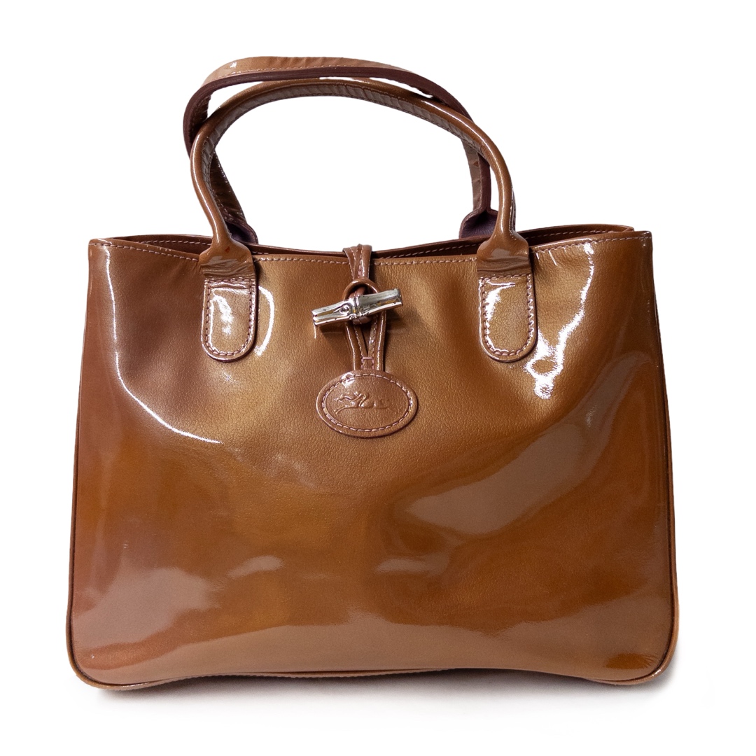 Longchamp Patent Leather Small Expandable Tote