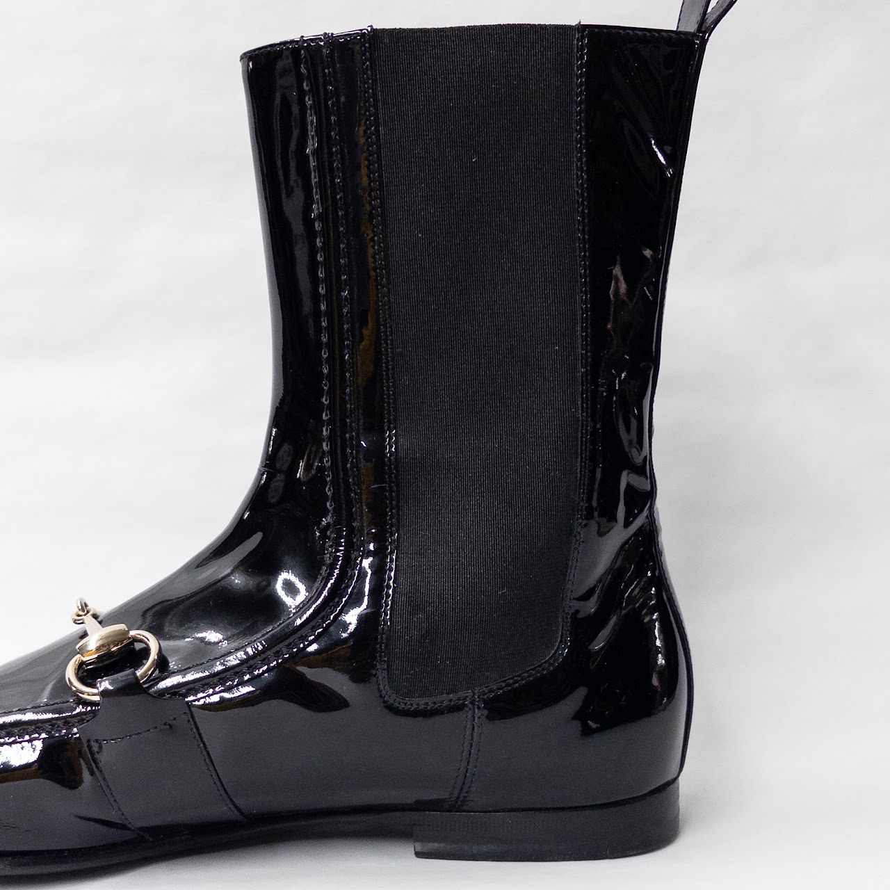 Gucci Horsebit Patent Leather Ankle Boots