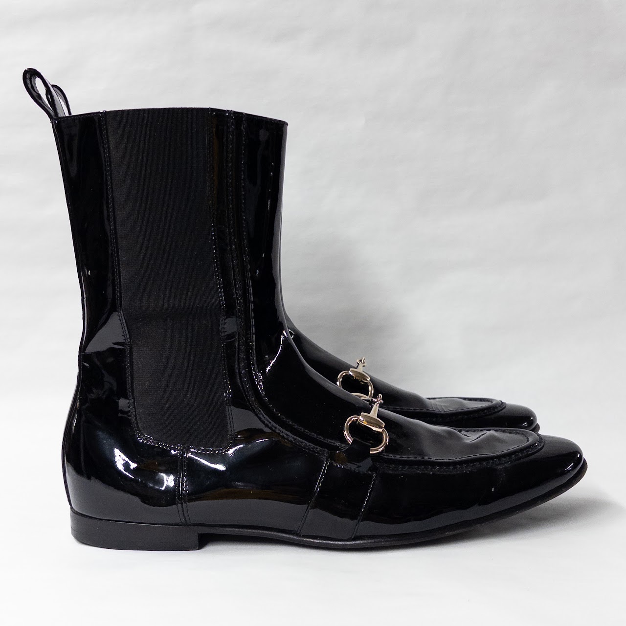 Gucci Horsebit Patent Leather Ankle Boots