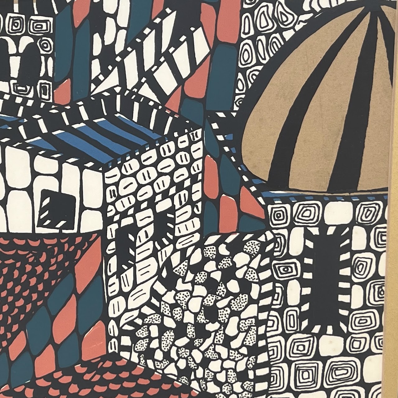 Israeli Modernist Jerusalem Cityscape Signed Lithograph, 1977