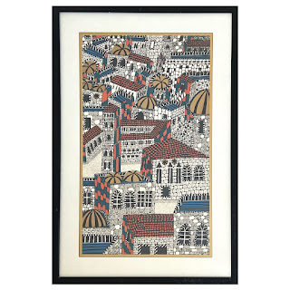 Israeli Modernist Jerusalem Cityscape Signed Lithograph, 1977