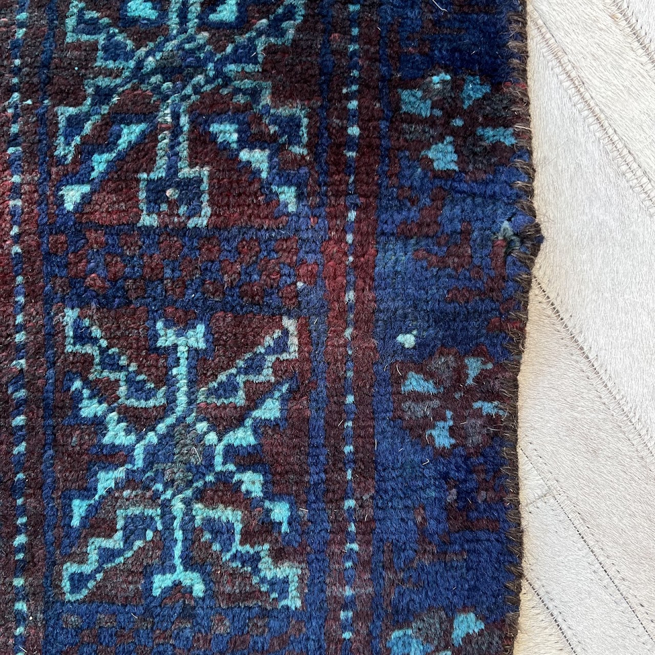 Teal Overdyed Wool Bokhara Small Area Rug