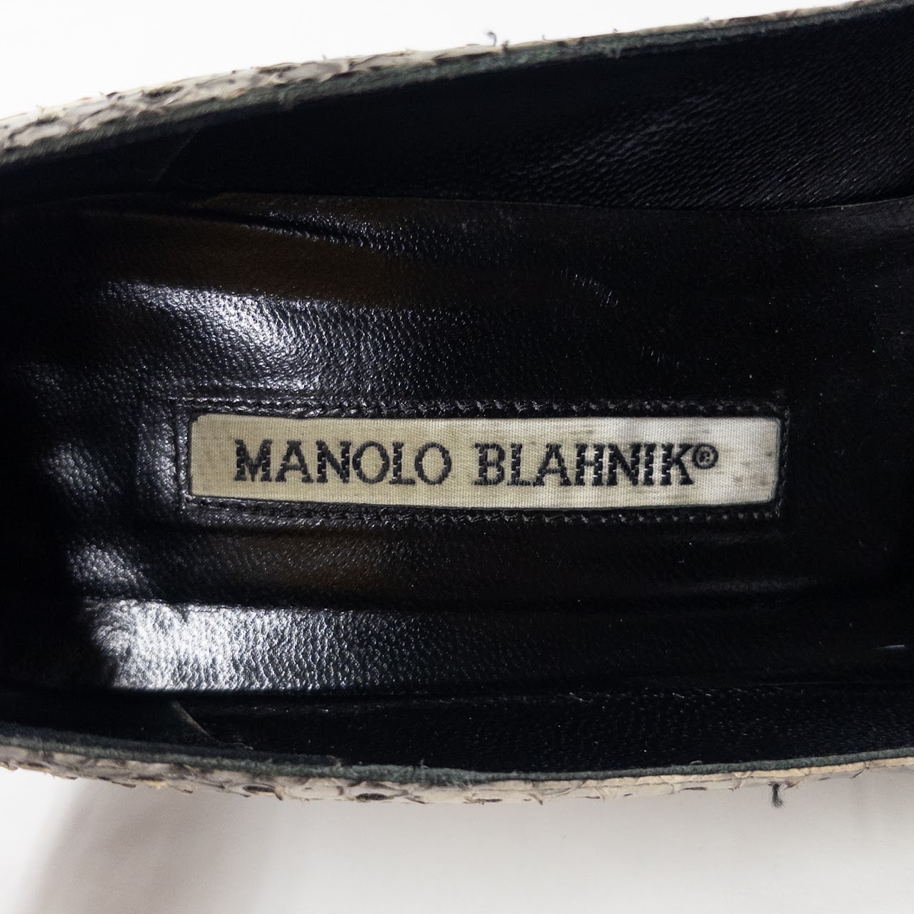 Manolo Blahnik Wingtip Snakeskin Pumps