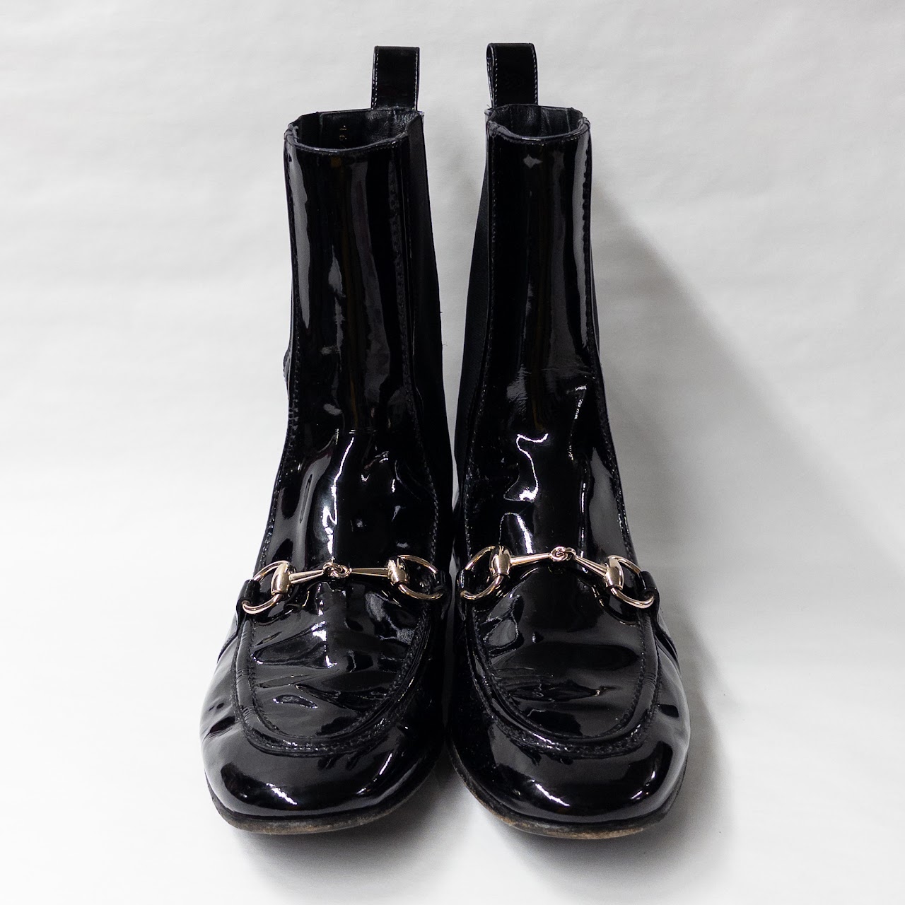 Gucci Horsebit Patent Leather Ankle Boots