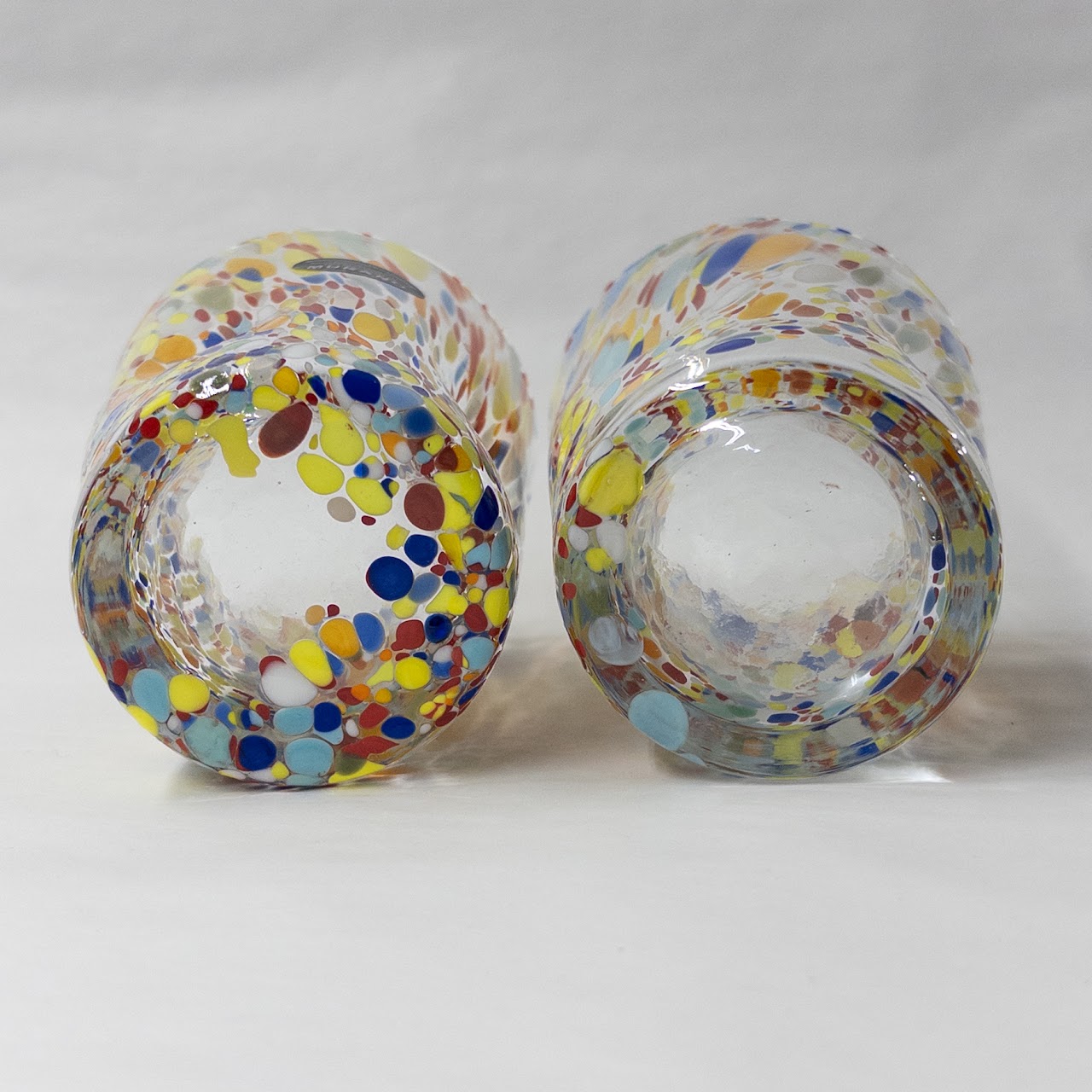 Murano Style Confetti Glass Cup Pair