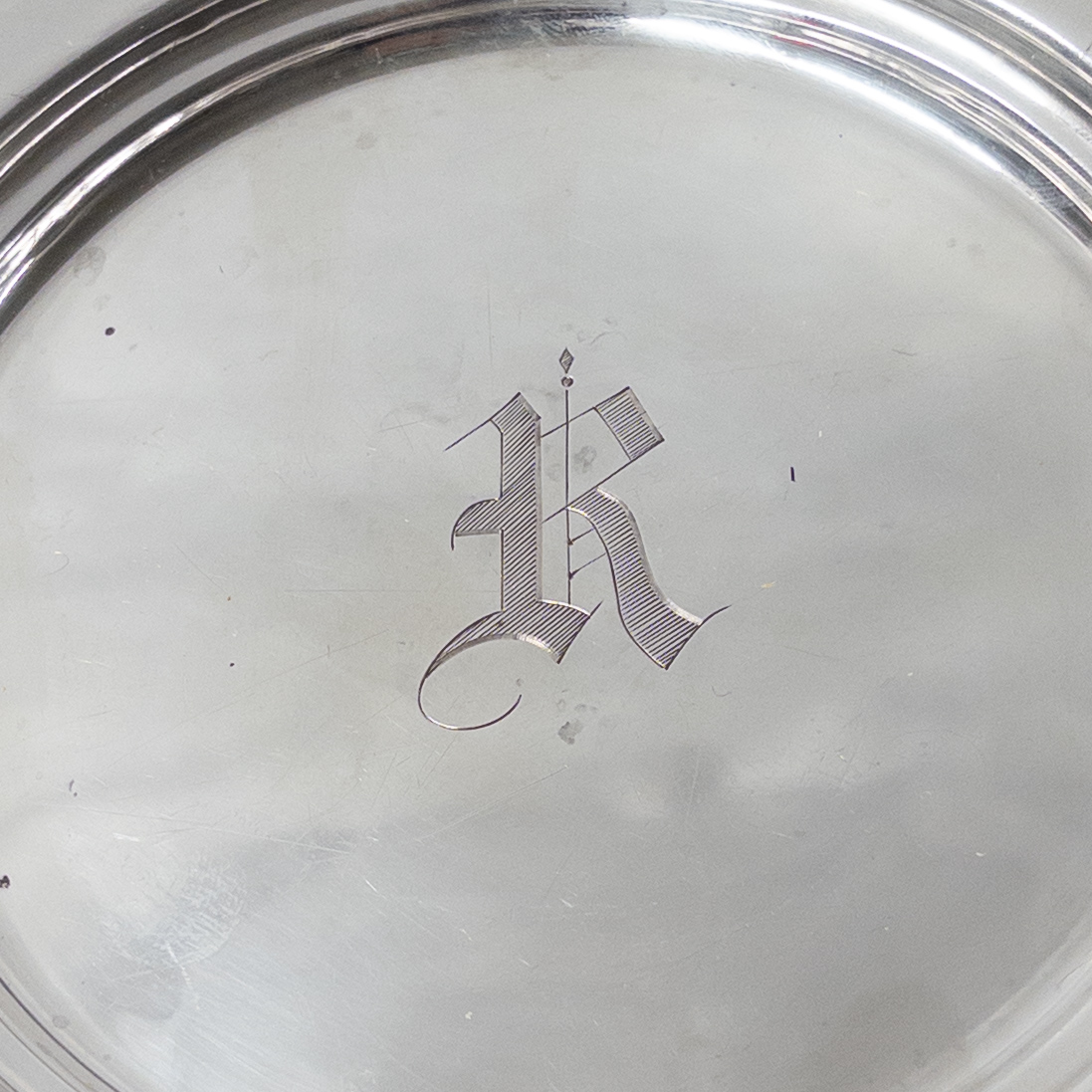 Sterling Silver Plate with "R" Monogram