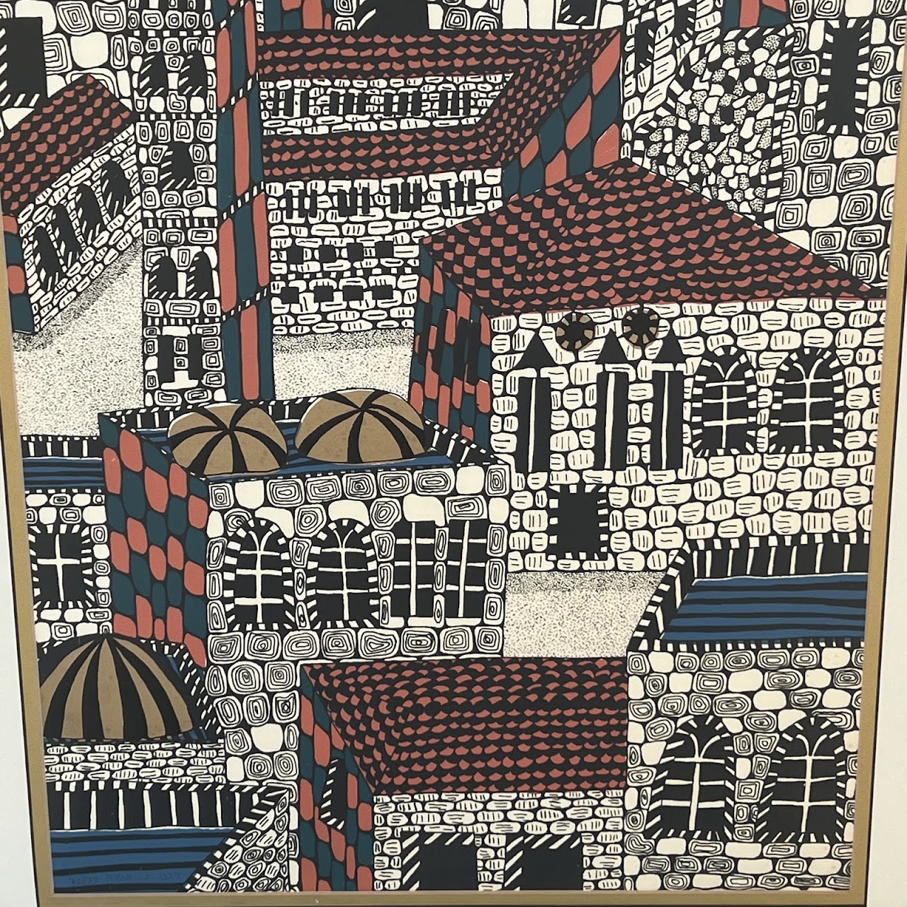 Israeli Modernist Jerusalem Cityscape Signed Lithograph, 1977