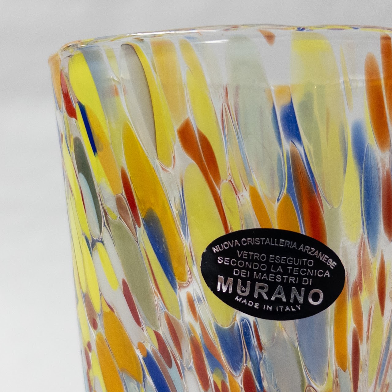 Murano Style Confetti Glass Cup Pair