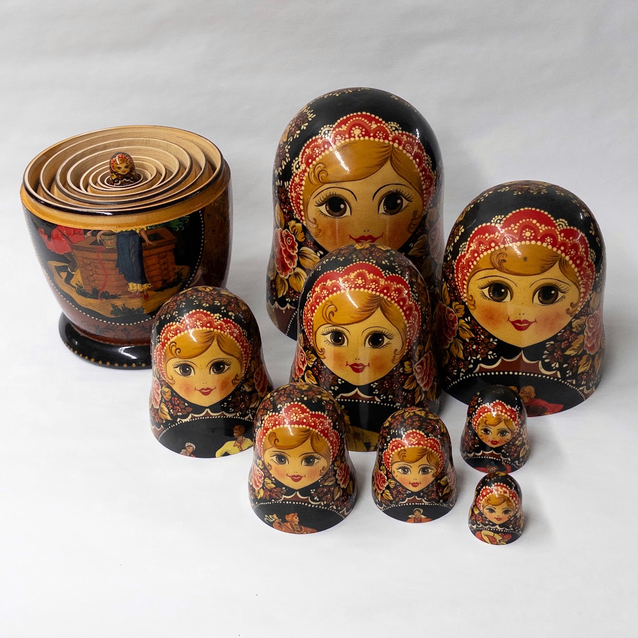 Russian Hand-Painted Matryoshka Nesting Doll Set