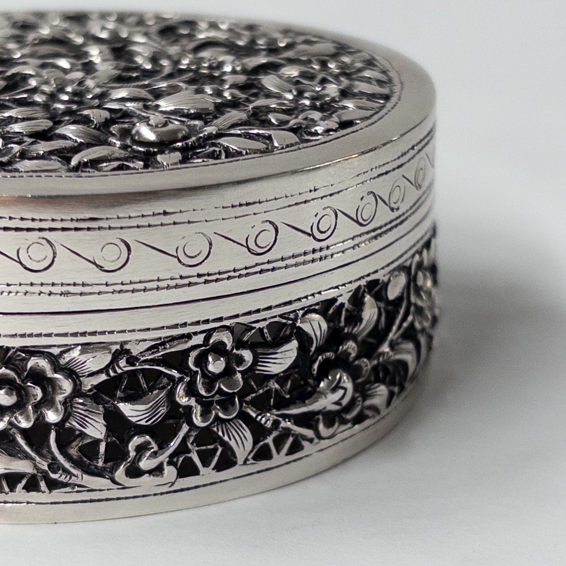 Sterling Silver AK Pierced and Repoussé Box