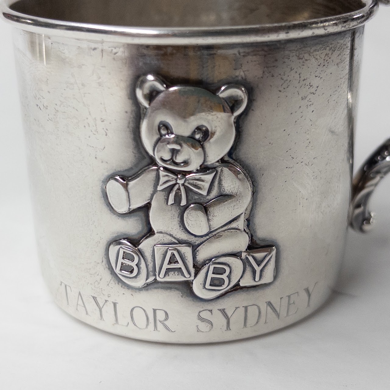 Sterling Silver Baby Cup with Teddy Bear