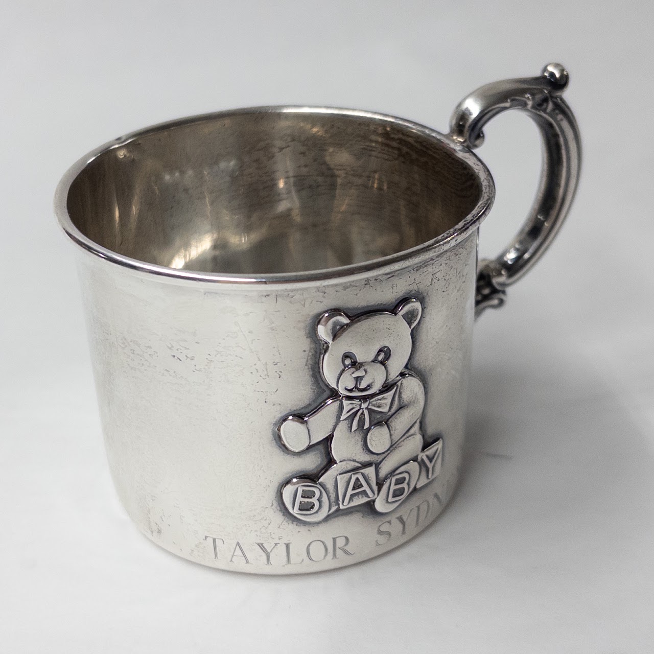 Sterling Silver Baby Cup with Teddy Bear