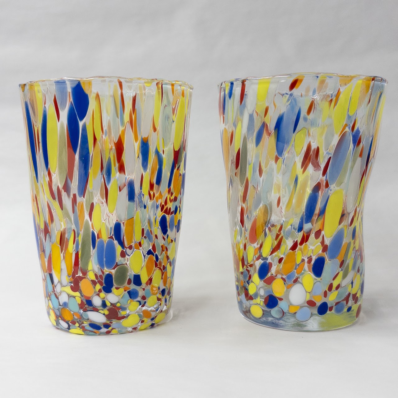 Murano Style Confetti Glass Cup Pair