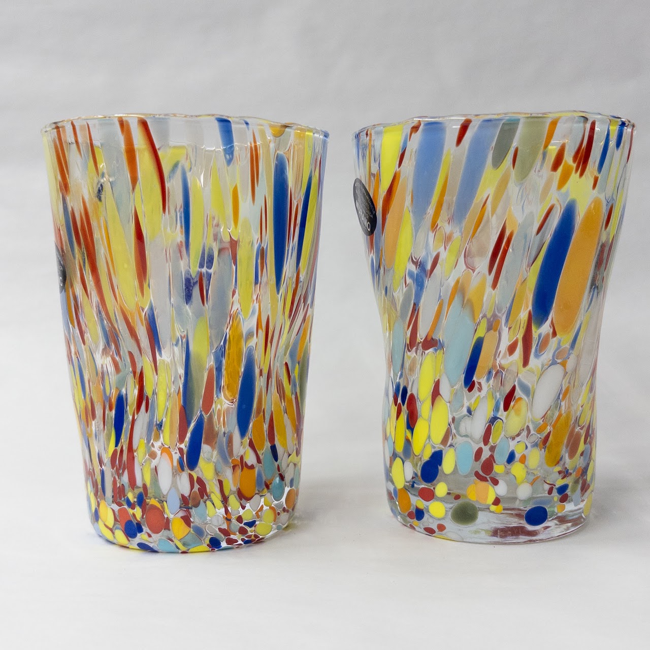 Murano Style Confetti Glass Cup Pair