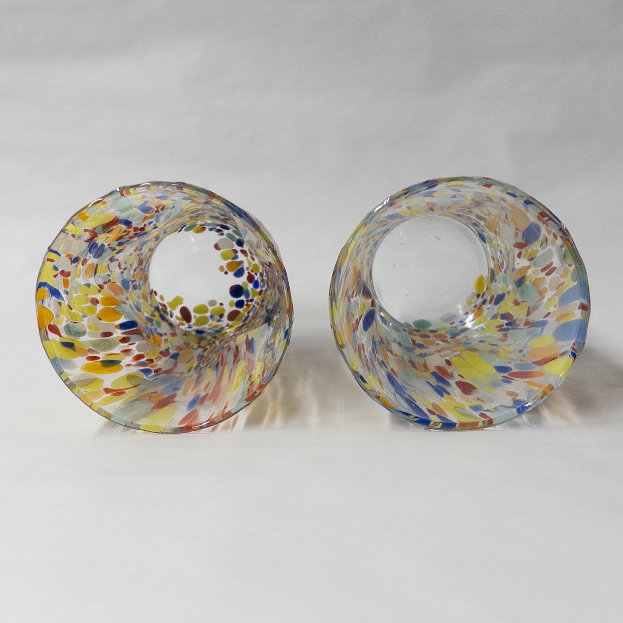 Murano Style Confetti Glass Cup Pair