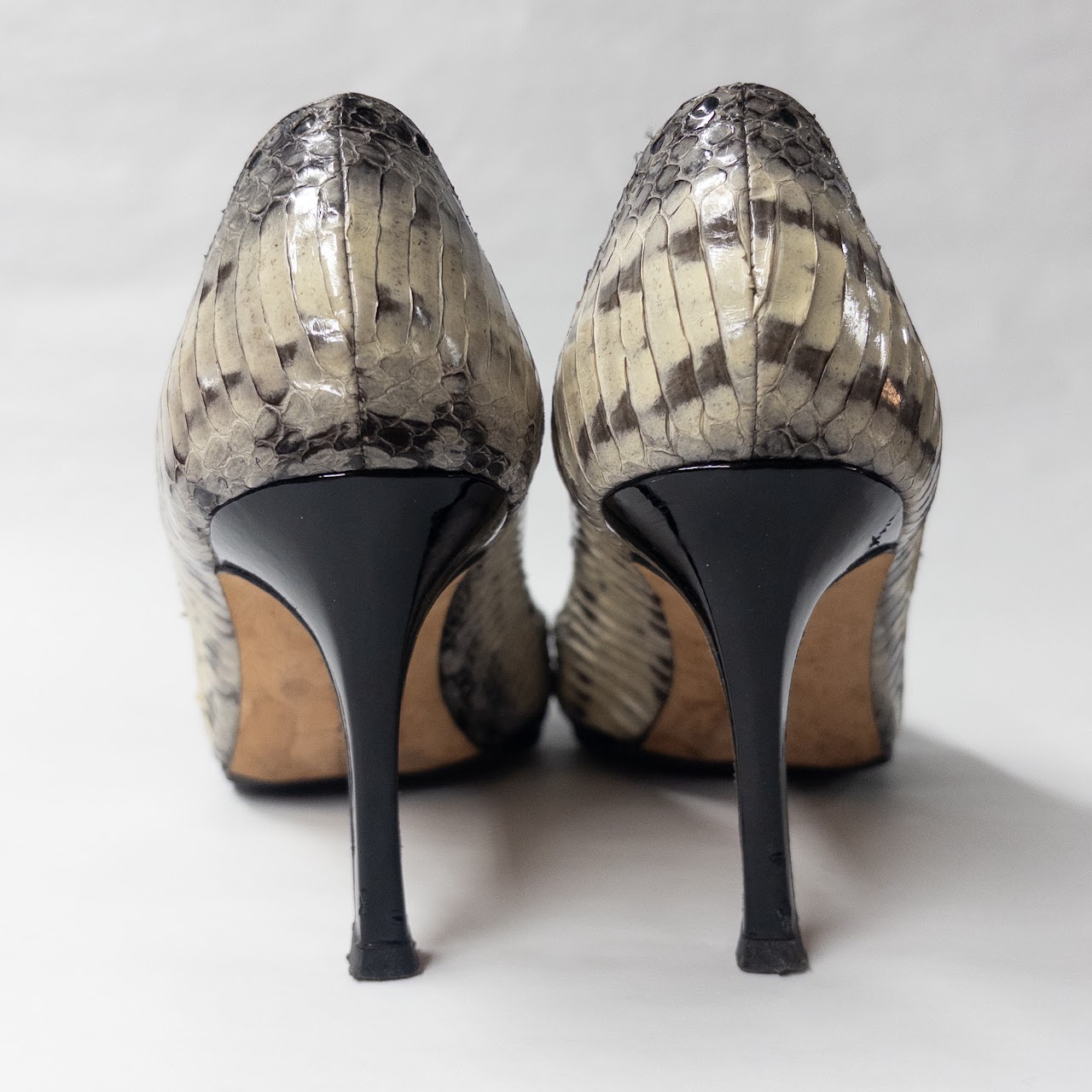 Manolo Blahnik Wingtip Snakeskin Pumps