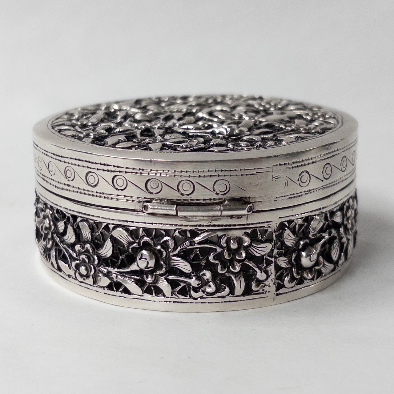 Sterling Silver AK Pierced and Repoussé Box