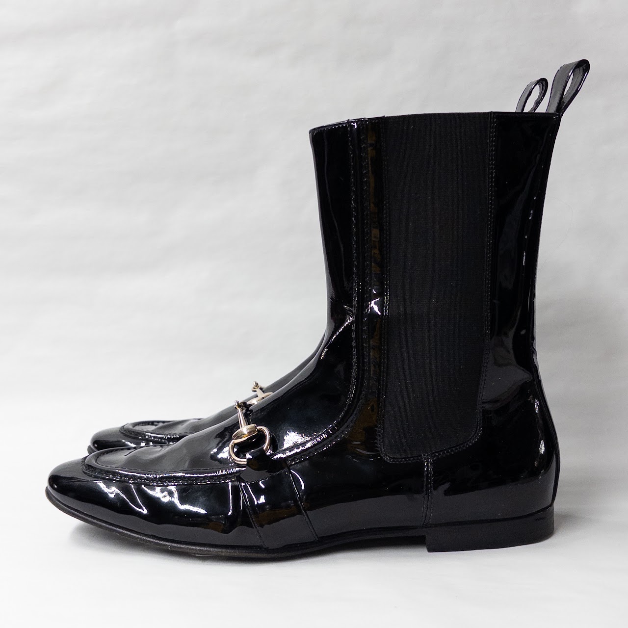 Gucci Horsebit Patent Leather Ankle Boots