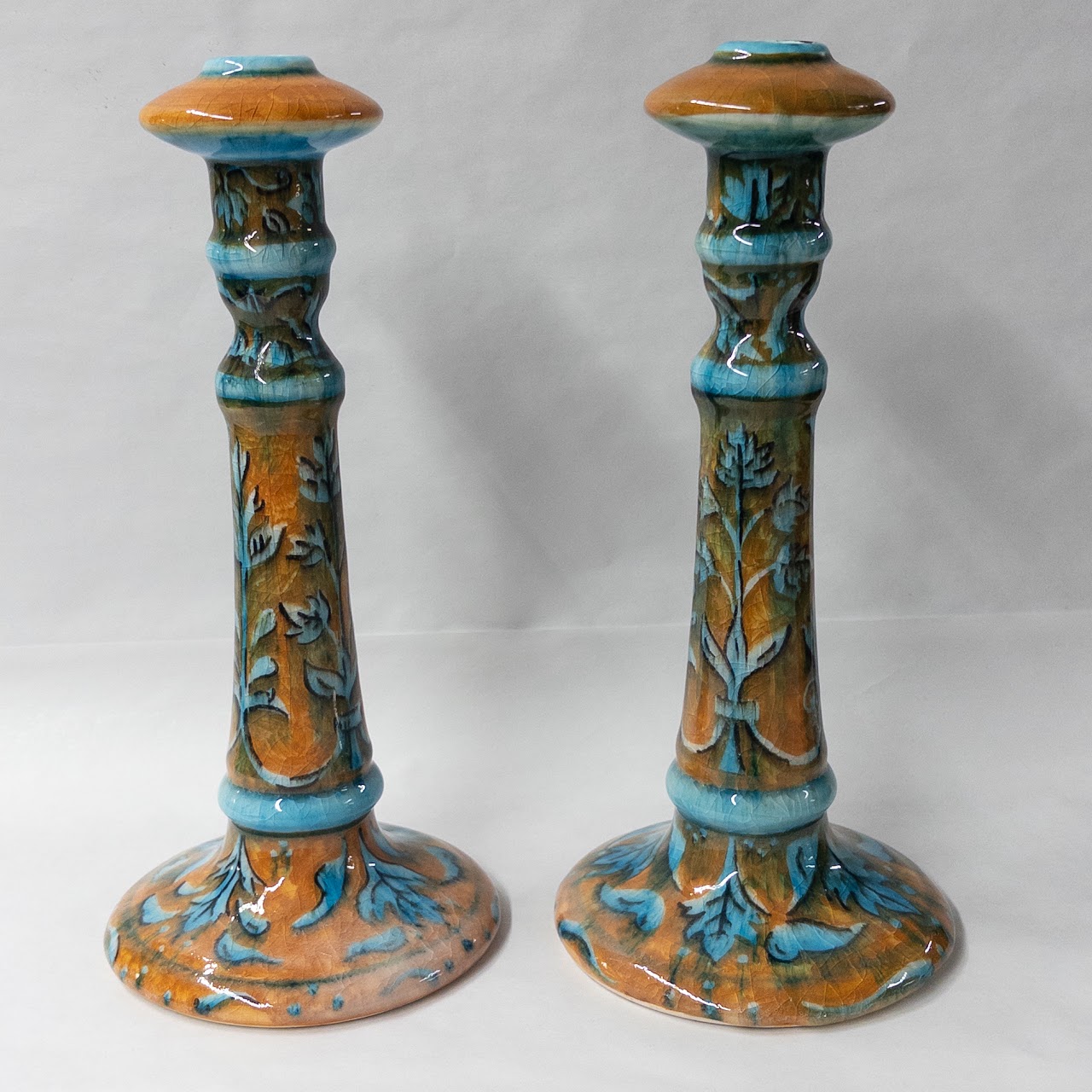 Pair of Italian Ceramic Candlesticks