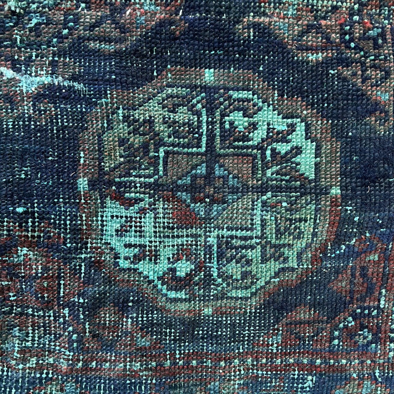 Teal Overdyed Wool Bokhara Small Area Rug