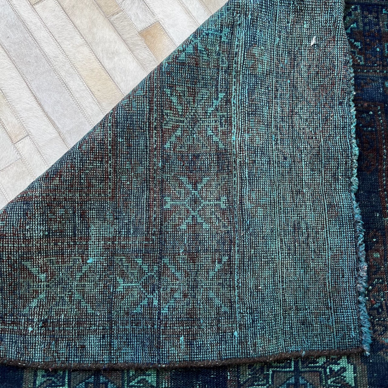 Teal Overdyed Wool Bokhara Small Area Rug