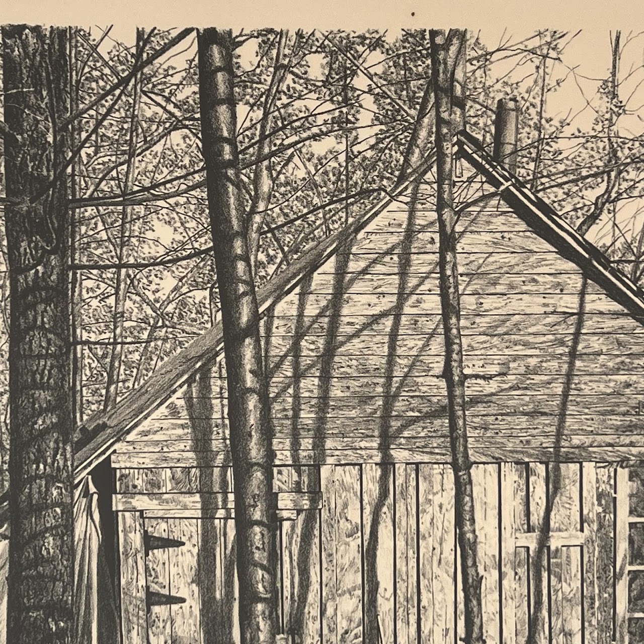 Martin Levine 'The Brookwood Cabin' Signed Lithograph, 1977