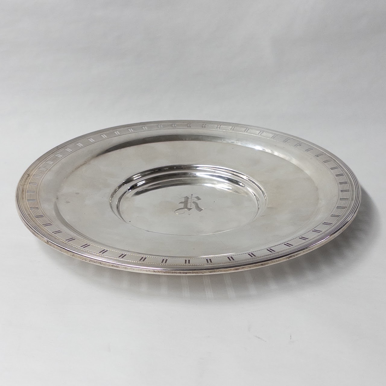 Sterling Silver Plate with "R" Monogram