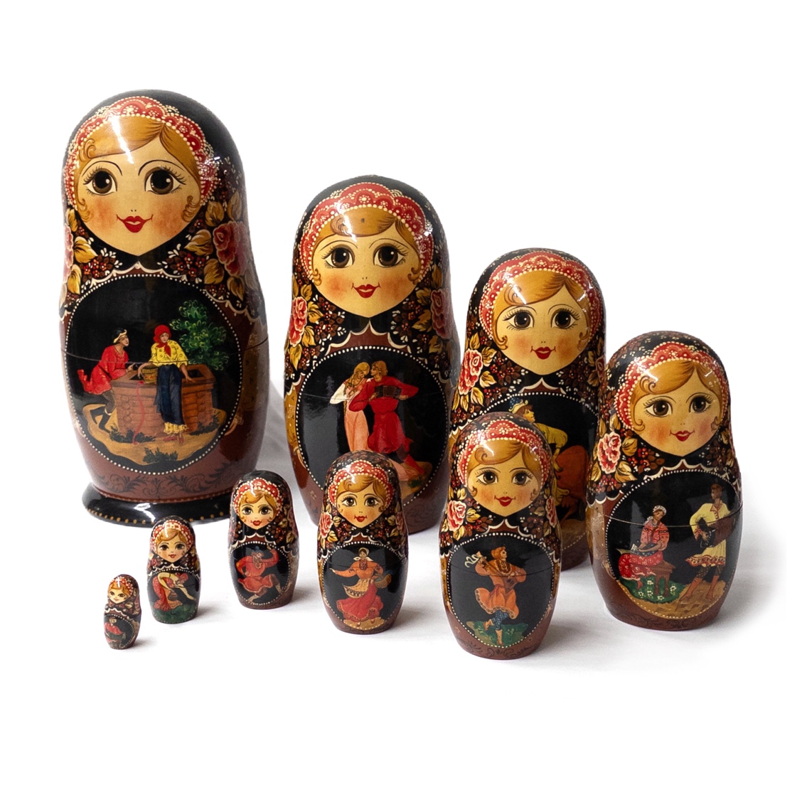 Russian Hand-Painted Matryoshka Nesting Doll Set