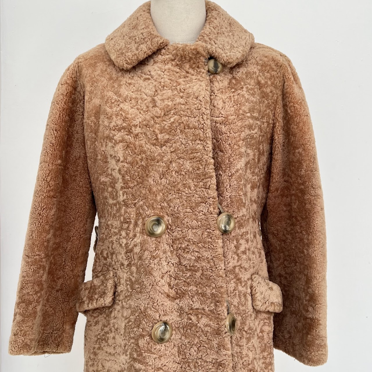 1950s-60s Curly Shearling Long Coat