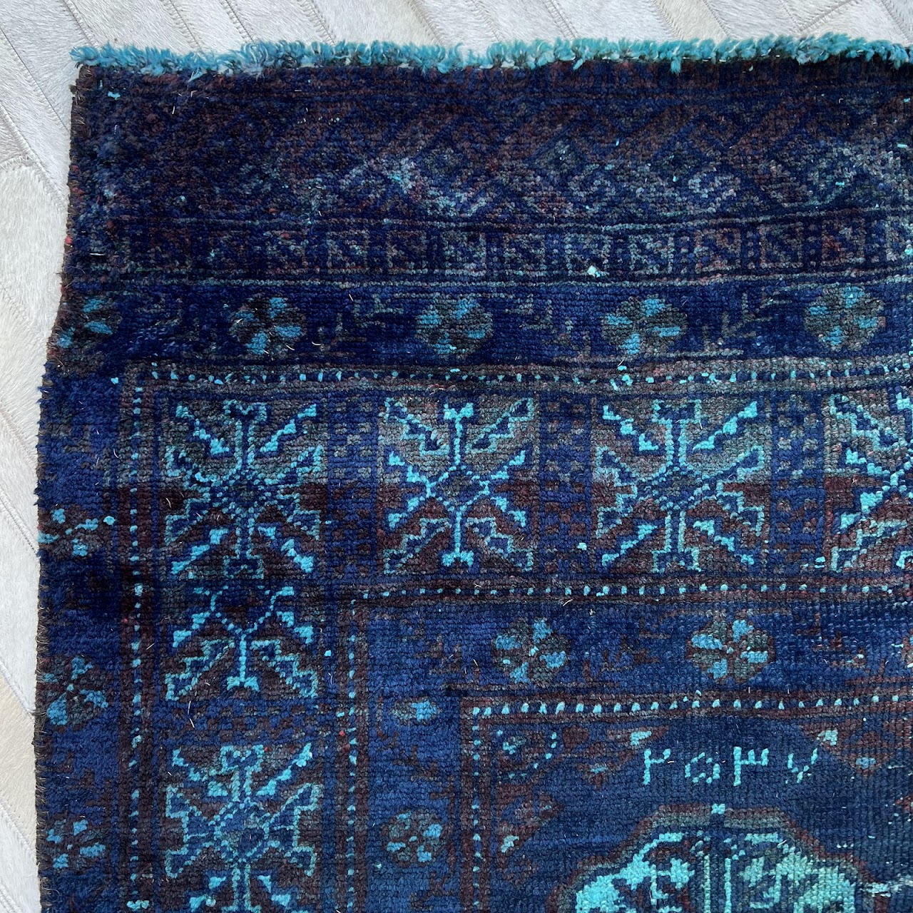 Teal Overdyed Wool Bokhara Small Area Rug